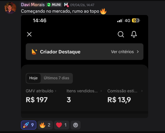 Davi Morais · R$ 197 GMV · começando no mercado, rumo ao topo · abril 2026