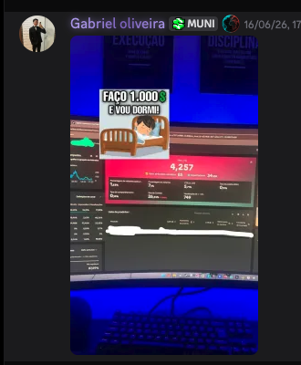 Gabriel Oliveira · faço R$ 1.000 e vou dormir · setup e resultado · junho 2026
