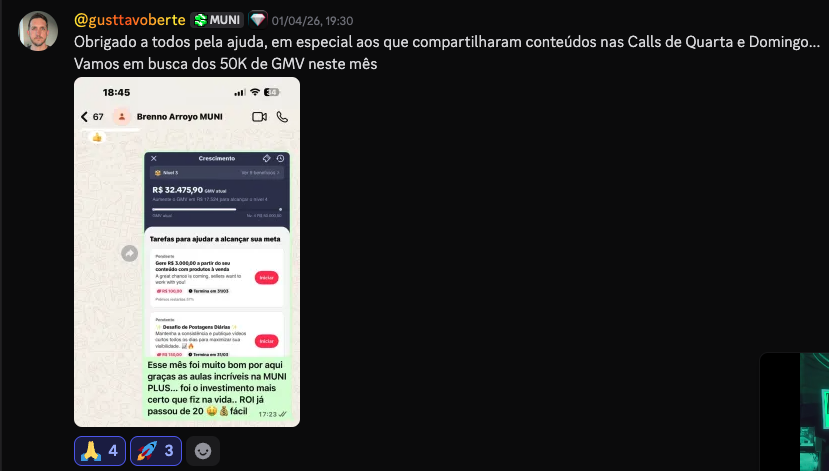 Gusttavo Berte · R$ 32,4K GMV · ROI passou de 20x · Muni Plus · março 2026